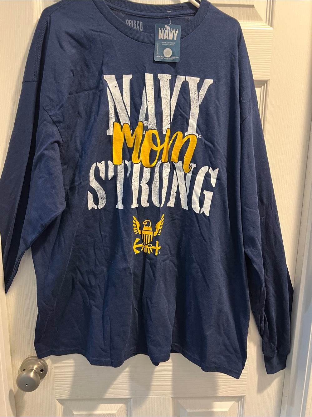 Navy Mom Strong Long Sleeve Tee - Navy Blue